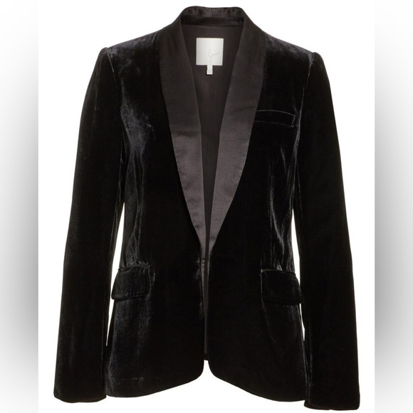 Joie black silk velvet Mehira tuxedo blazer jacket - size 10 (Medium) NWOT - Picture 5 of 5